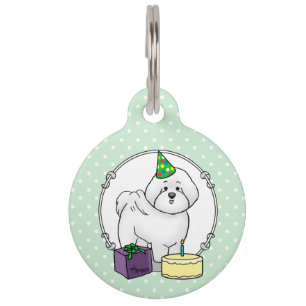 Happy Birthday Party Bichon Frise Dog - Cute Pet Tag