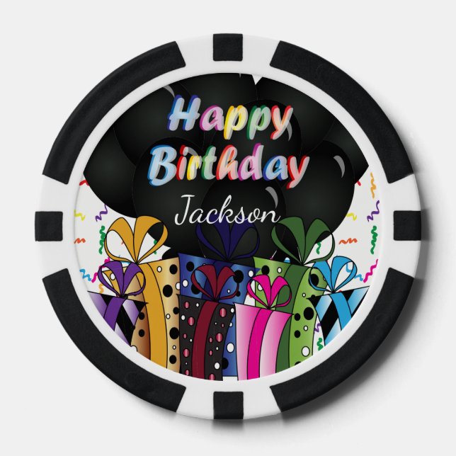 Happy Birthday Party Celebration Poker Chips (Front)