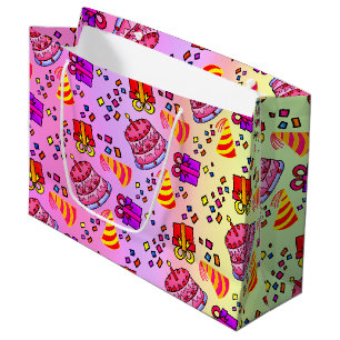 Happy Birthday Party Colourful Pretty Cute Large Gift Bag