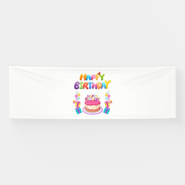 Happy Birthday Party Confetti 2.5x8 Vinyl Banner (Horizontal)