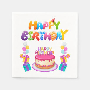 Happy Birthday Party Confetti 3 Ply Napkins