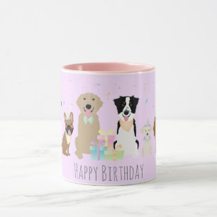 Happy Birthday Party Dogs Purple Mug