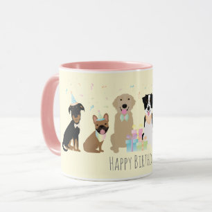 Happy Birthday Party Dogs Yellow Mug