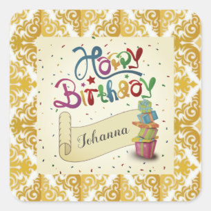 Happy Birthday Party Elegant Design Square Sticker