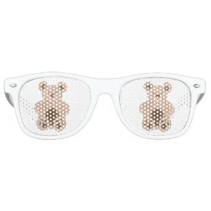 Happy Birthday Party Favour Brown Teddy Bear Plush Retro Sunglasses
