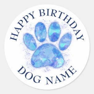 Happy Birthday Party For Dogs Watercolor Classic Round Sticker