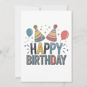 Happy Birthday Party Hats Invitation