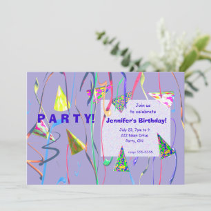 Happy Birthday Party Hats Invitation