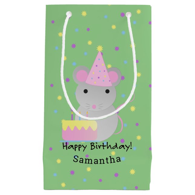 Happy Birthday Party Mouse Small Gift Bag (Front)