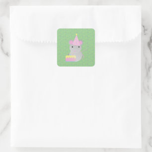Happy Birthday Party Mouse Square Sticker