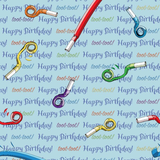 Happy Birthday Party Noisemakers Wrapping Paper Sheet (Creator Uploaded)