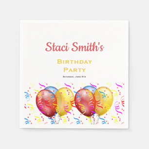 Happy Birthday Party with Balloons Napkin