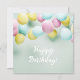 Happy birthday Pastel Colourful baloons celebratio Card