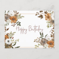 Happy Birthday Pastel Floral Botanical Arrangement