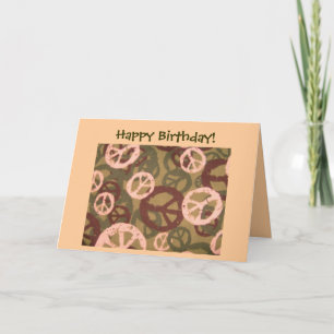 Happy Birthday!-Peace Signs/Camo Look Card