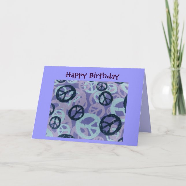 Happy Birthday-Peace Signs/Camo Look-Card Card (Front)