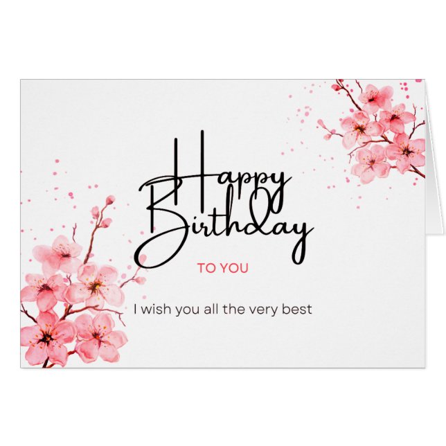 Happy Birthday Peachy Floral Card (Front Horizontal)