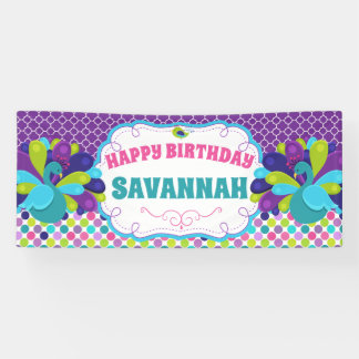 Happy Birthday Peacock Party Banner