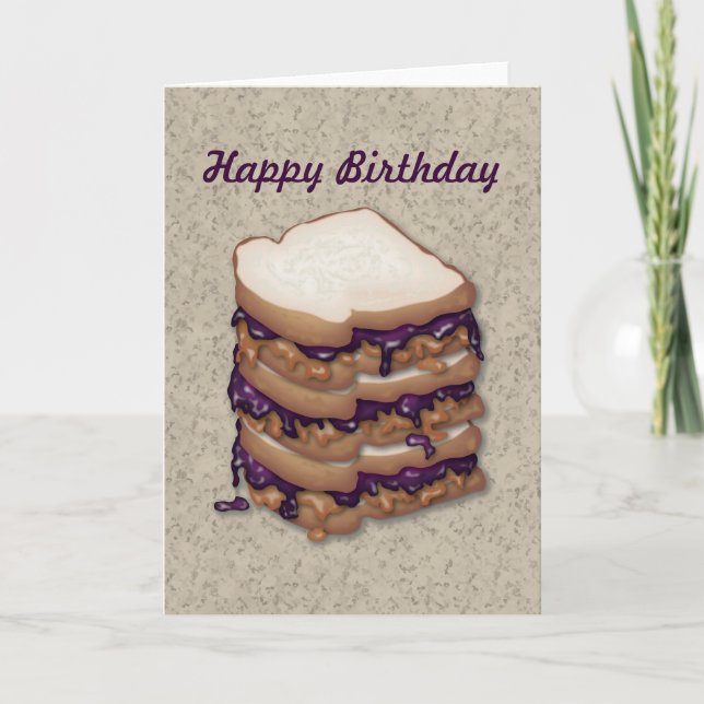 Happy Birthday Peanut Butter and Jelly Sandwiches Card (Front)