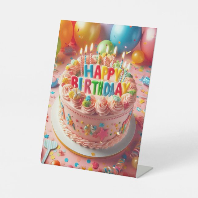 Happy Birthday Pedestal Sign (Front)