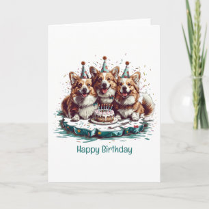 Happy Birthday Pembroke Welsh Corgi Dogs Card