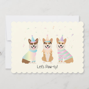 Happy Birthday Pembroke Welsh Corgi Dogs Invitation