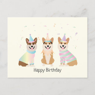 Happy Birthday Pembroke Welsh Corgi Dogs Postcard