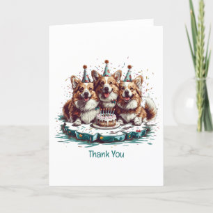 Happy Birthday Pembroke Welsh Corgi Dogs Thank You Card