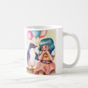 Happy Birthday Penguin and Girl Coffee Mug