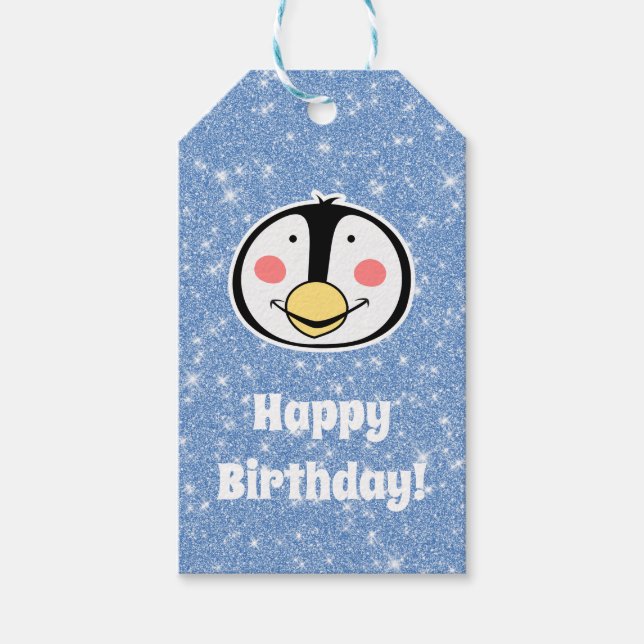 Happy Birthday Penguin Gift Tags (Front)