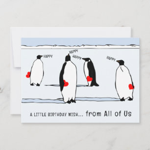 Happy Birthday Penguin Winter Bird Cool Red Heart Card