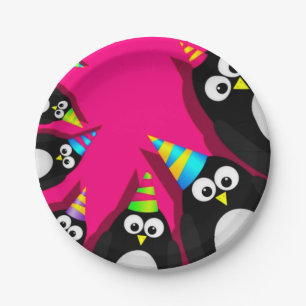 Happy Birthday Penguins Paper Plates