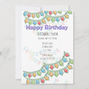 Happy Birthday Pennant Banner Invitation