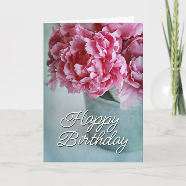 Happy Birthday | Peonies on the Table Card (Front)