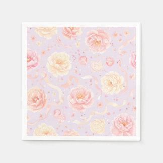  Happy Birthday, Peonies Shabby Chic Napkin
