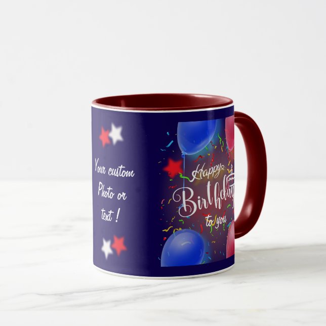 Happy Birthday personalise Dark Gift Mug (Front Right)