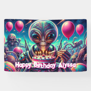 Happy Birthday   Personalised Alien Themed Banner