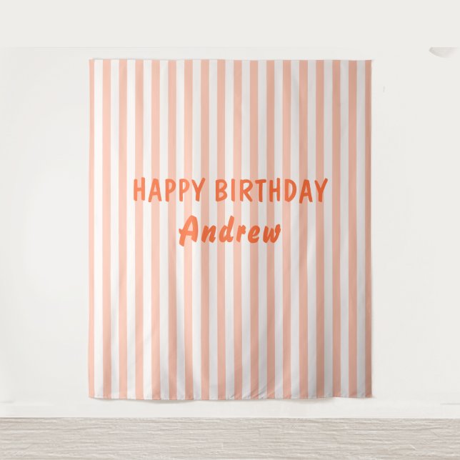 Happy Birthday Personalised Banner Wall Tapestry (Front)