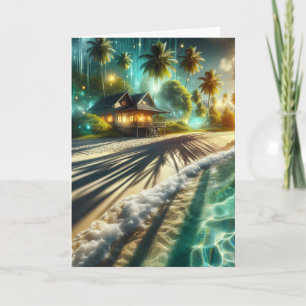 Happy Birthday Personalised Beach House Themed Card