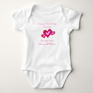 Happy Birthday, Personalised Daddy Of Twins  Baby Bodysuit