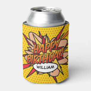 HAPPY BIRTHDAY Personalised Fun Modern Can Cooler