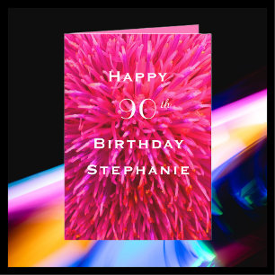 Happy Birthday, Personalised, Hot Pink Abstract Card