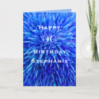 Happy Birthday, Personalised, Multi Blue Abstract