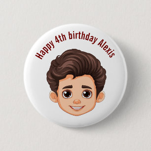 Happy Birthday Personalised Name  Face Pin 