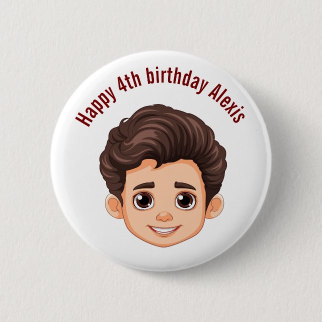 Happy Birthday Personalised Name  Face Pin  (Front)