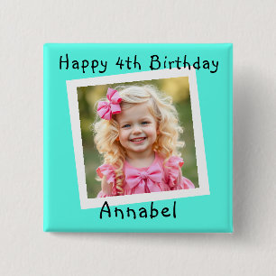 Happy Birthday Personalised Photo 15 Cm Square Badge