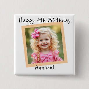 Happy Birthday Personalised Photo 15 Cm Square Badge