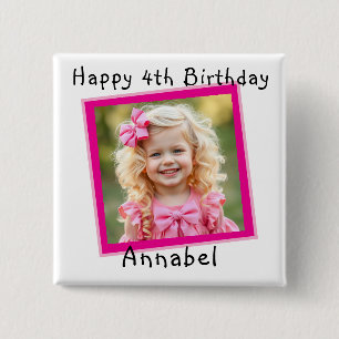 Happy Birthday Personalised Photo 15 Cm Square Badge