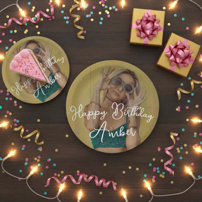 Happy Birthday Personalised Photo Paper Plate (Happy Birthday Personalized Photo Paper Plate)