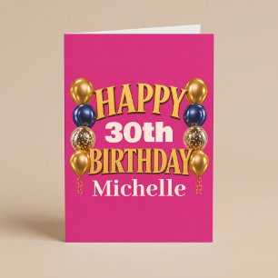 Happy Birthday Personalised Pink Balloon Card